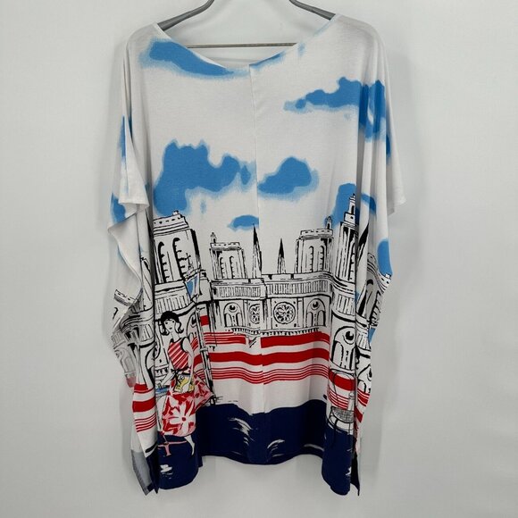 EUG FASHION Paris France City Scene Printed Tunic Top sz 3XL Boat Neck Shirt NWT - Picture 4 of 4